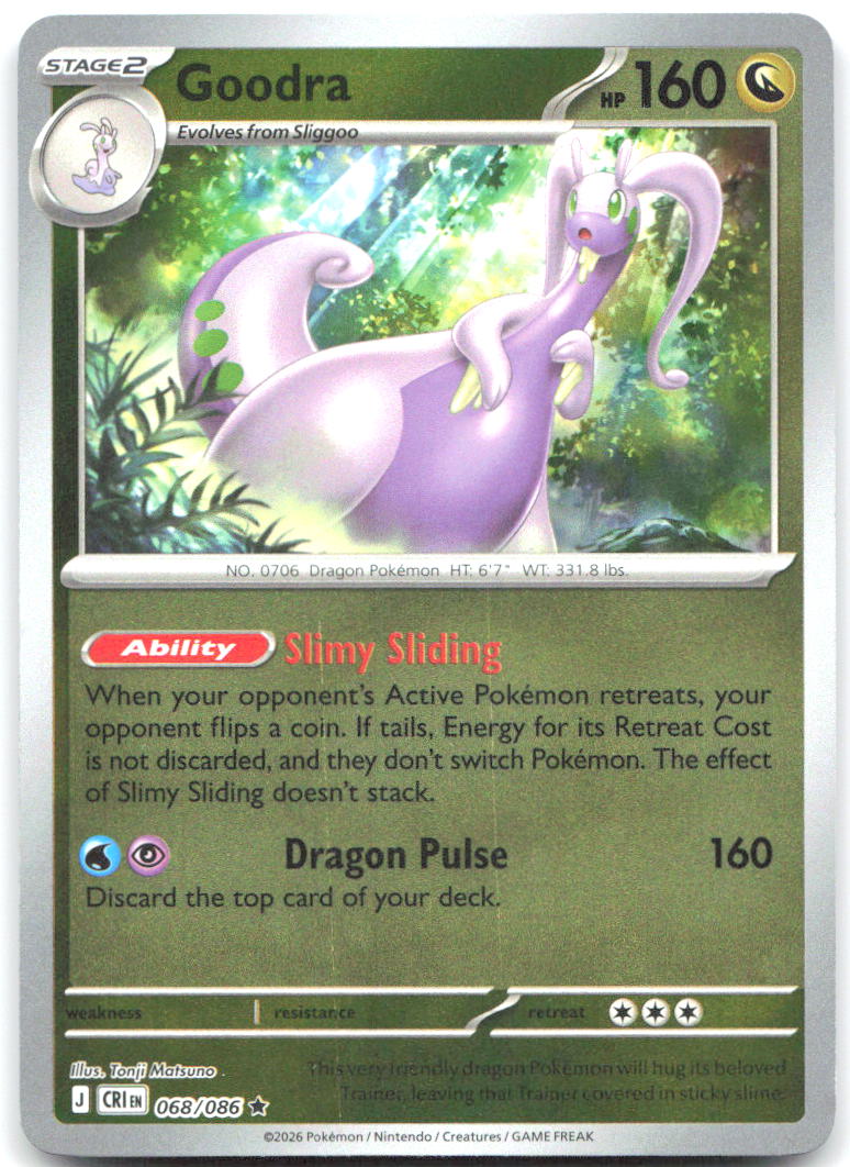 Goodra Reverse Holo Rare ME04 Chaos Rising 068/086 NM Tonji Matsuno