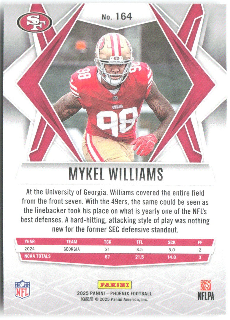 Mykel Williams Panini Phoenix - Silver Hyper Prizm 164 2025 San Francisco 49ers