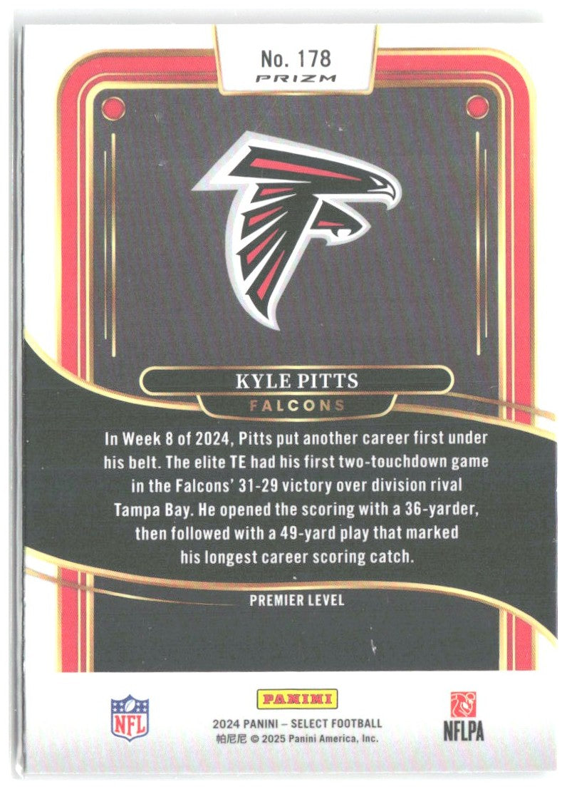 Kyle Pitts Panini Select - Red & Yellow Prizm Shock 178 2024 Atlanta Falcons
