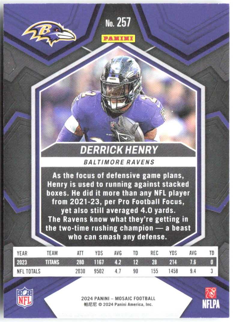 Derrick Henry Panini Mosaic 257 2024 Baltimore Ravens