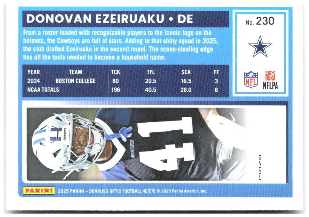 Donovan Ezeiruaku Donruss Optic - Pink 230 2025 Dallas Cowboys