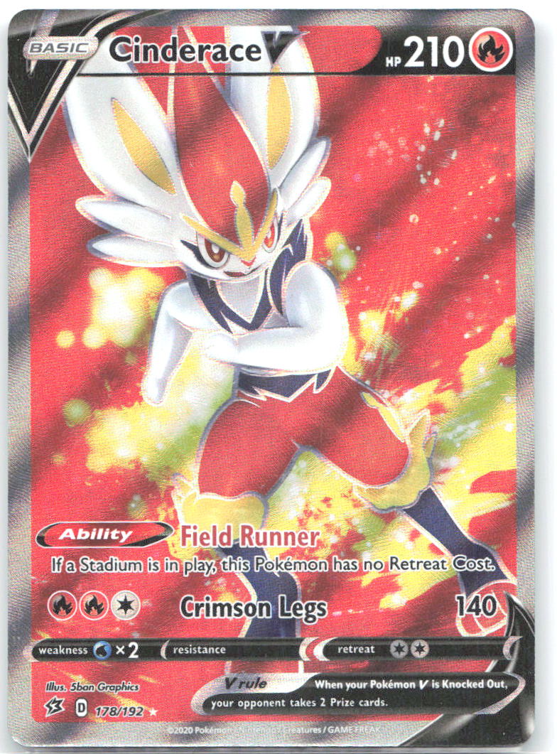 Cinderace V Full Art Holo Ultra Rare SWSH02 Rebel Clash 178/192 NM 5ban Graphics