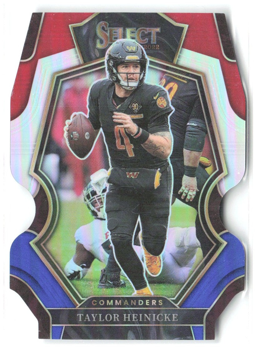 Taylor Heinicke Select Red and Blue Prizm Die Cut 199 2022 Washington Commanders