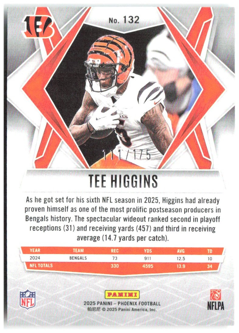 Tee Higgins Panini Phoenix - Teal Lava Prizm 132 2025 Cincinnati Bengals /175