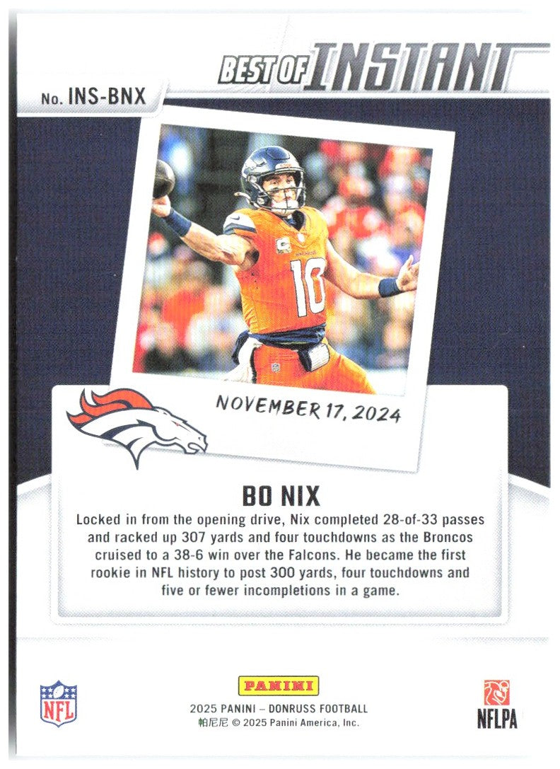 Bo Nix Donruss - Best of Instant INS-BNX 2025 Denver Broncos