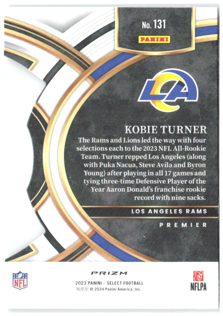 Kobie Turner Select - Black and Green Prizms Die Cuts 131 2023 Los Angeles Rams