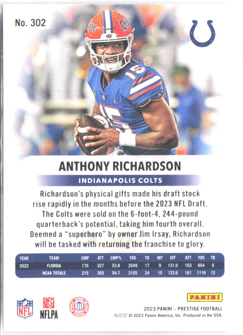 Anthony Richardson Panini Prestige 302 2023 Indianapolis Colts RC