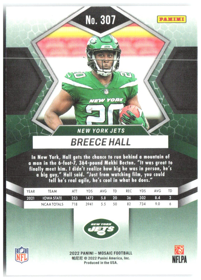 Breece Hall Panini Mosaic 307 2022 New York Jets RC