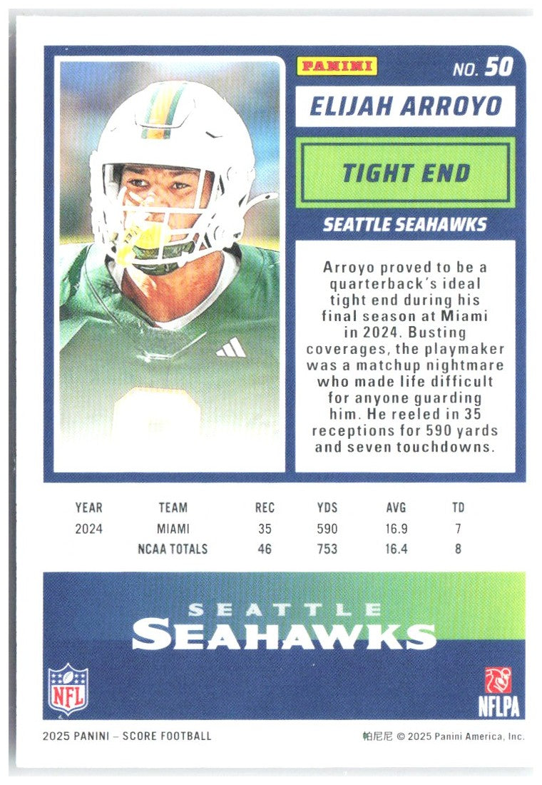 Elijah Arroyo Score 50 2025 Seattle Seahawks RC