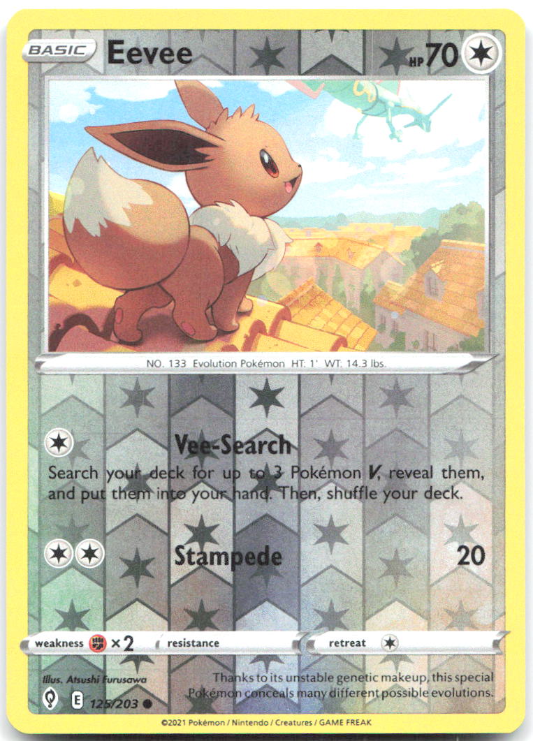 Eevee Reverse Holo Common SWSH07 Evolving Skies 125/203 NM Atsushi Furasawa