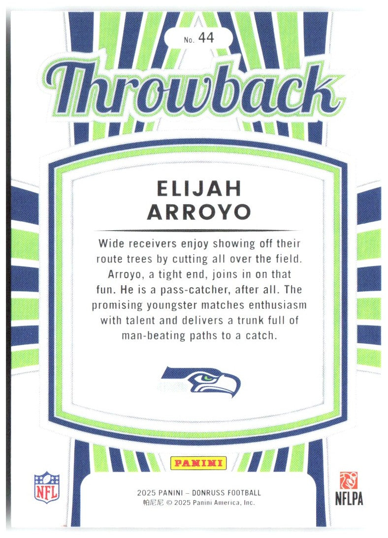 Elijah Arroyo Donruss - Rated Rookies Throwback 44 2025 Seattle Seahawks