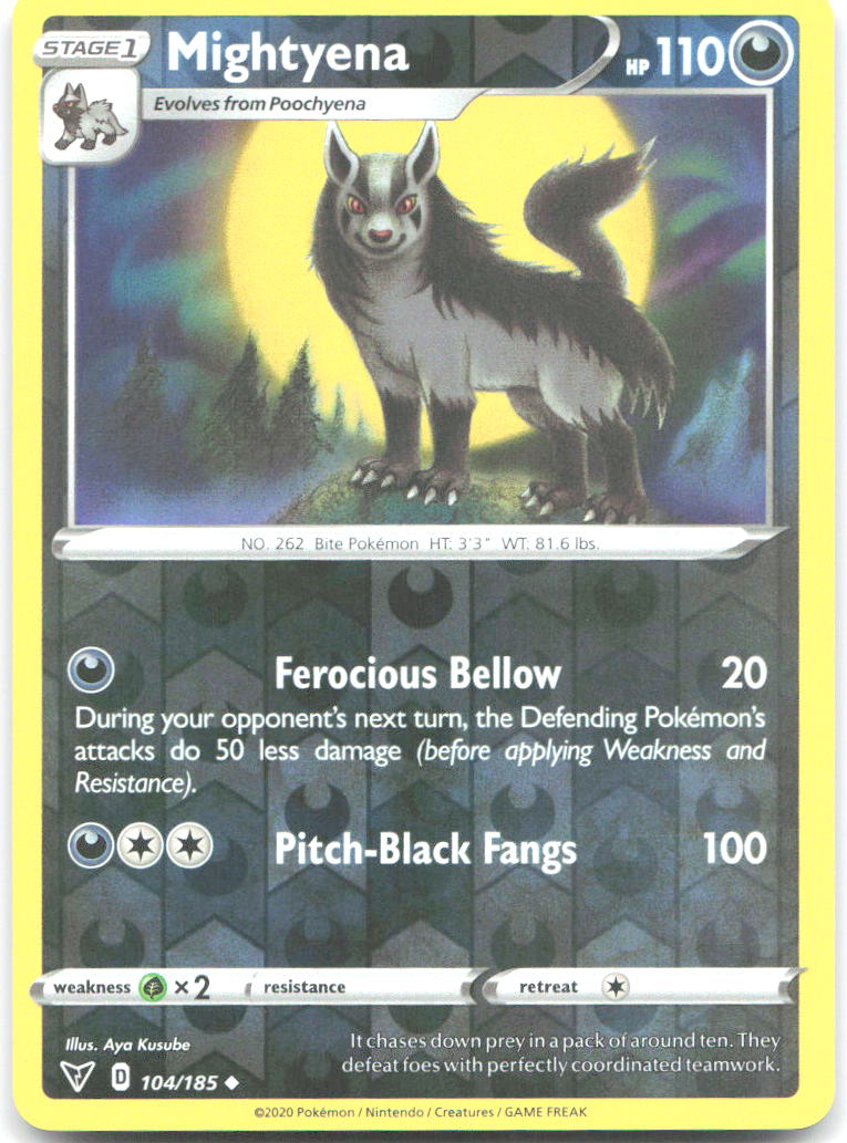 Mightyena Reverse Holo Uncommon SWSH04 Vivid Voltage 104/185 NM Aya Kusube
