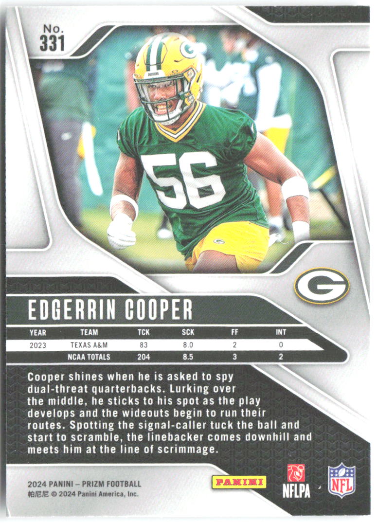 Edgerrin Cooper Panini Prizm 331 2024 Green Bay Packers RC