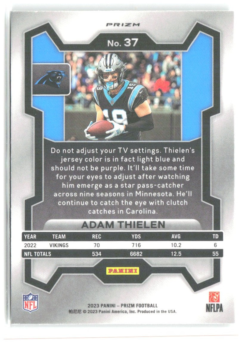 Adam Thielen Panini Prizm - Neon Green Pulsar 37 2023 Carolina Panthers