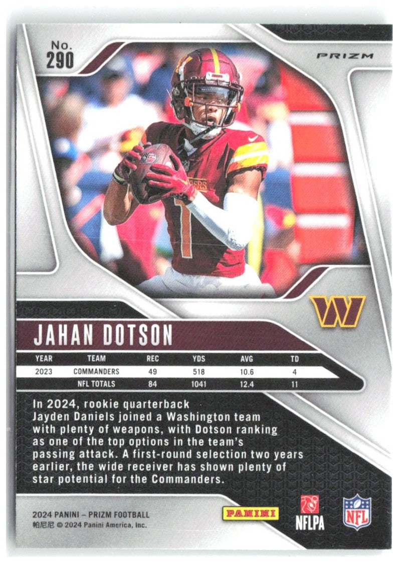 Jahan Dotson Panini Prizm - Green 290 2024 Washington Commanders