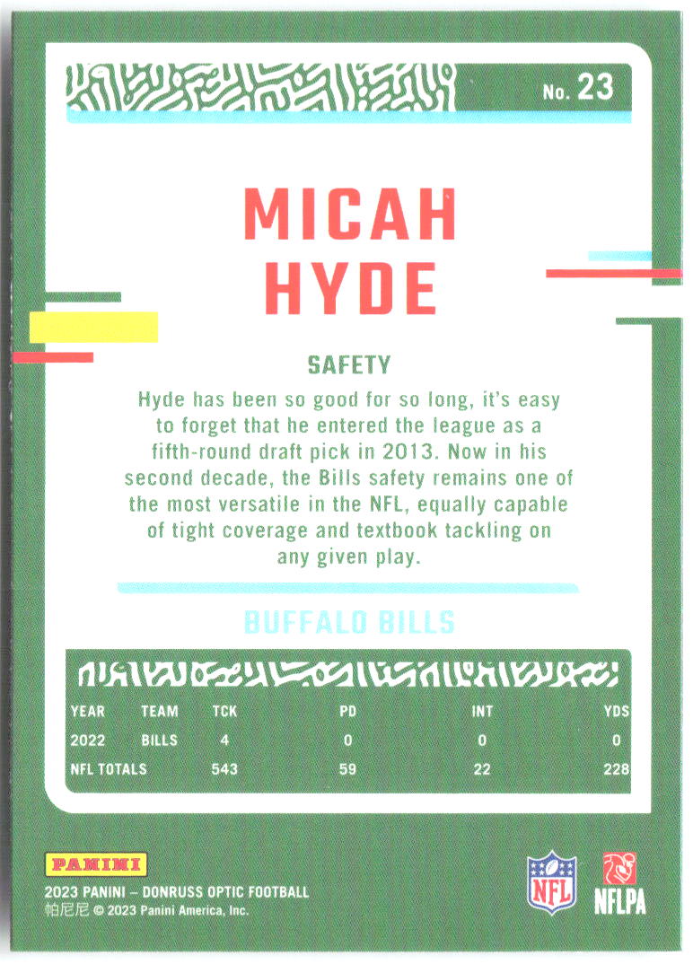 Micah Hyde Donruss Optic 23 2023 Buffalo Bills