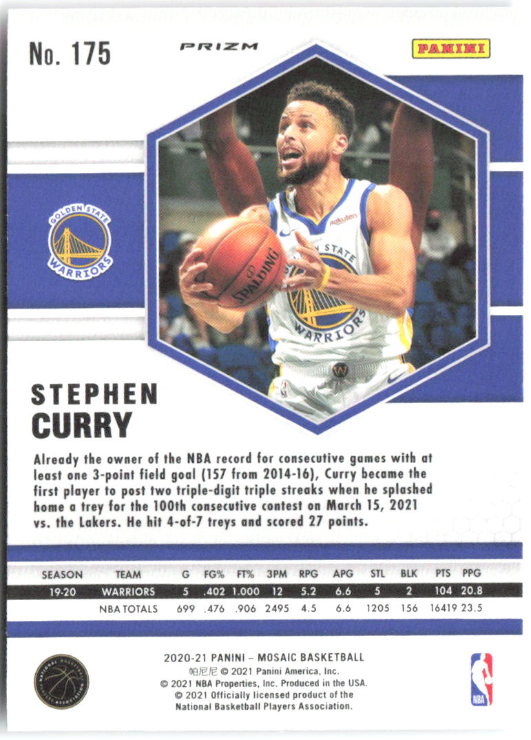 Stephen Curry Panini Mosaic - Mosaic Camo Pink 175 2020-21 Golden State Warriors