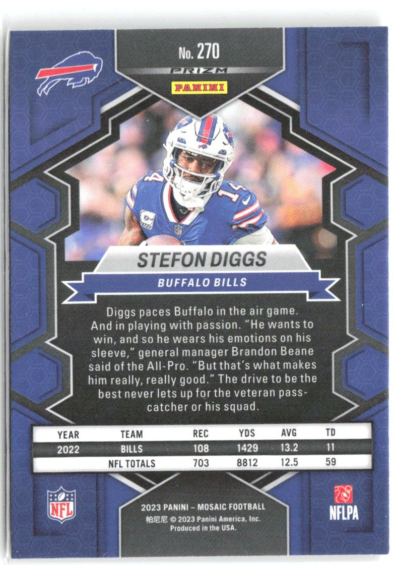 Stefon Diggs Panini Mosaic - Reactive Yellow Mosaic 270 2023 Buffalo Bills