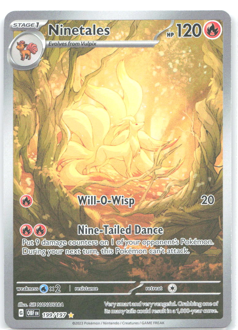 Ninetales Holo Illustration Rare SV03 Obsidian Flames 199/197 NM SIE NANAHARA