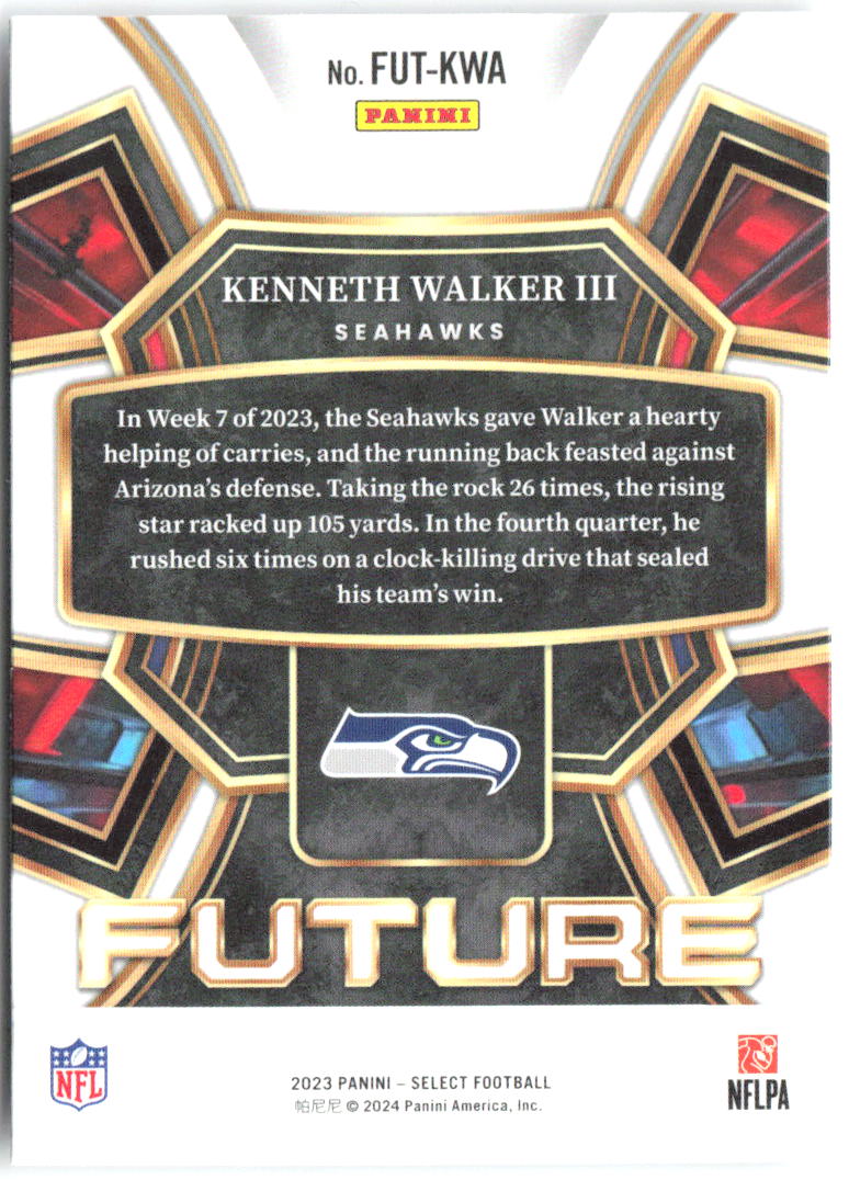 Kenneth Walker III Panini Select - Future FUT-KWA 2023 Seattle Seahawks