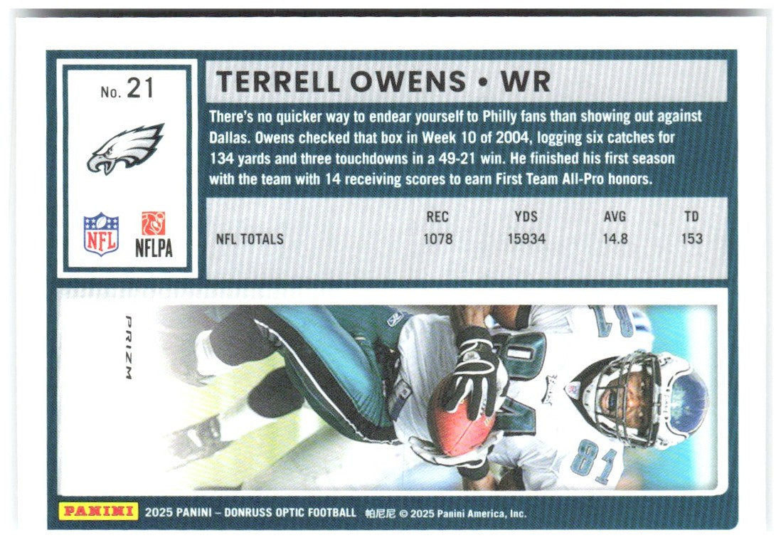Terrell Owens Donruss Optic - Holo 21 2025 Philadelphia Eagles