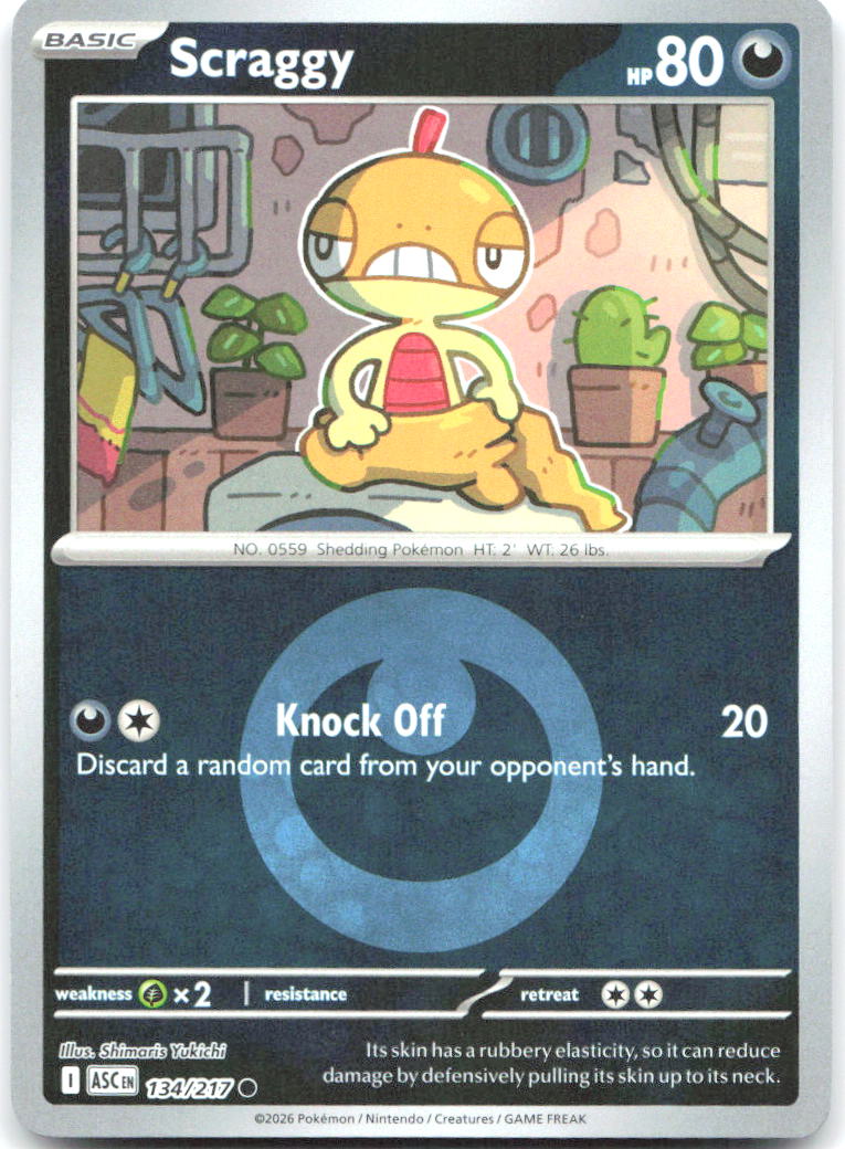 Scraggy Energy Symbol Pattern Reverse Holo Common ME Ascended Heroes 134/217 NM