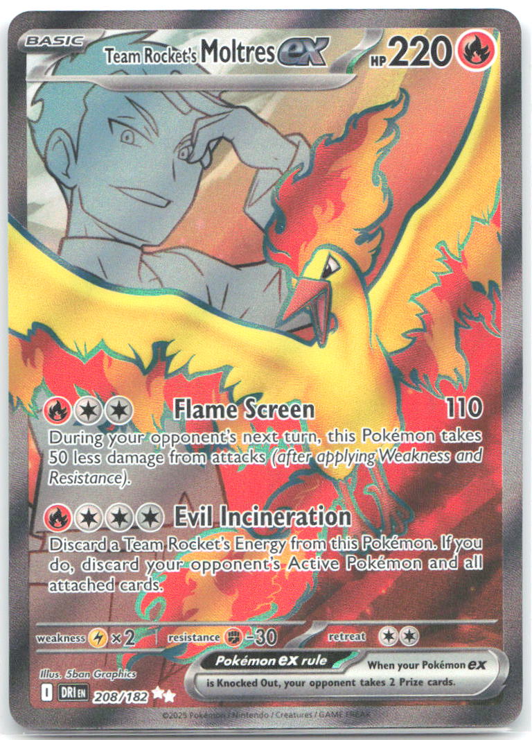 Team Rocket's Moltres ex Holo Ultra Rare SV10: Destined Rivals 208/182 NM