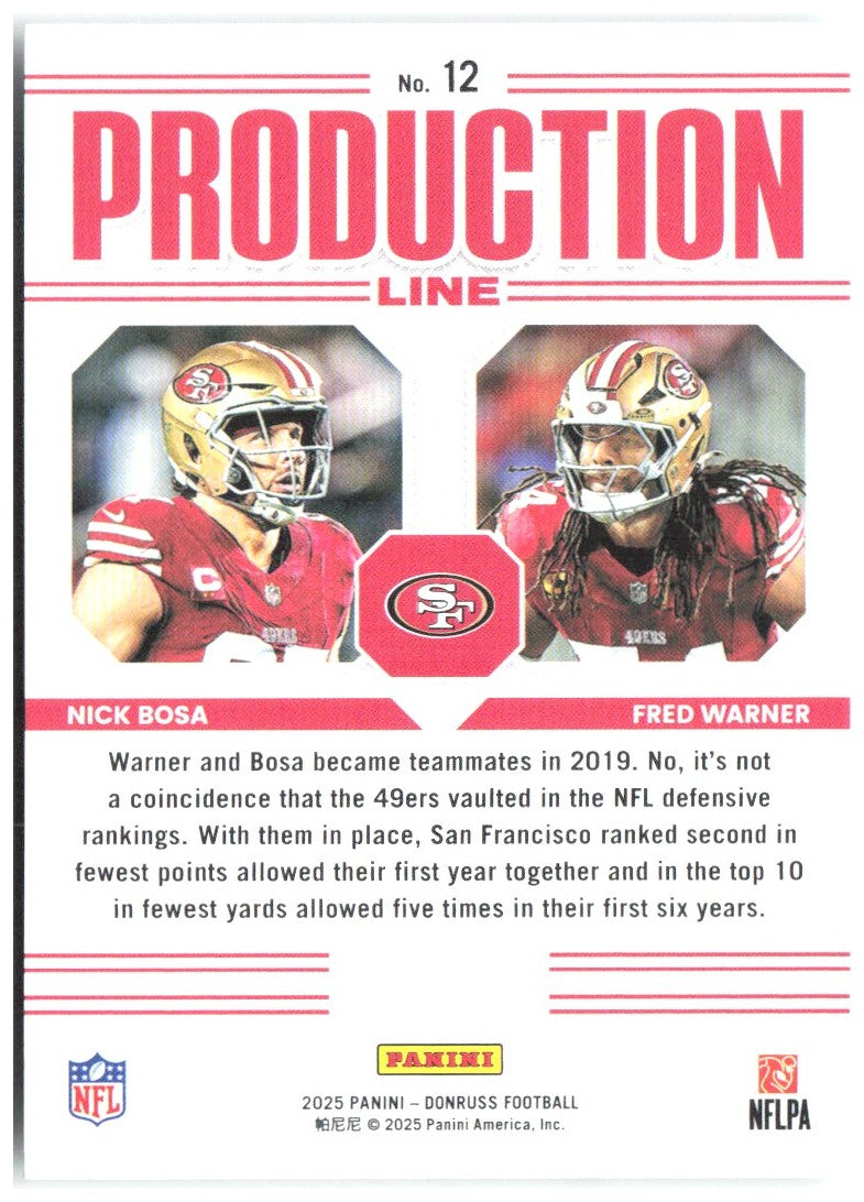 Fred Warner / Nick Bosa Donruss - Production Line 12 2025 San Francisco 49ers