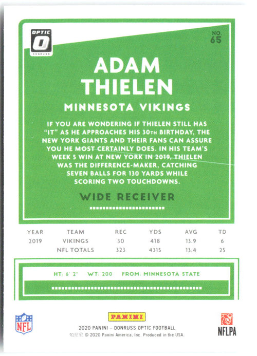 Adam Thielen Donruss Optic 65 2020 Minnesota Vikings