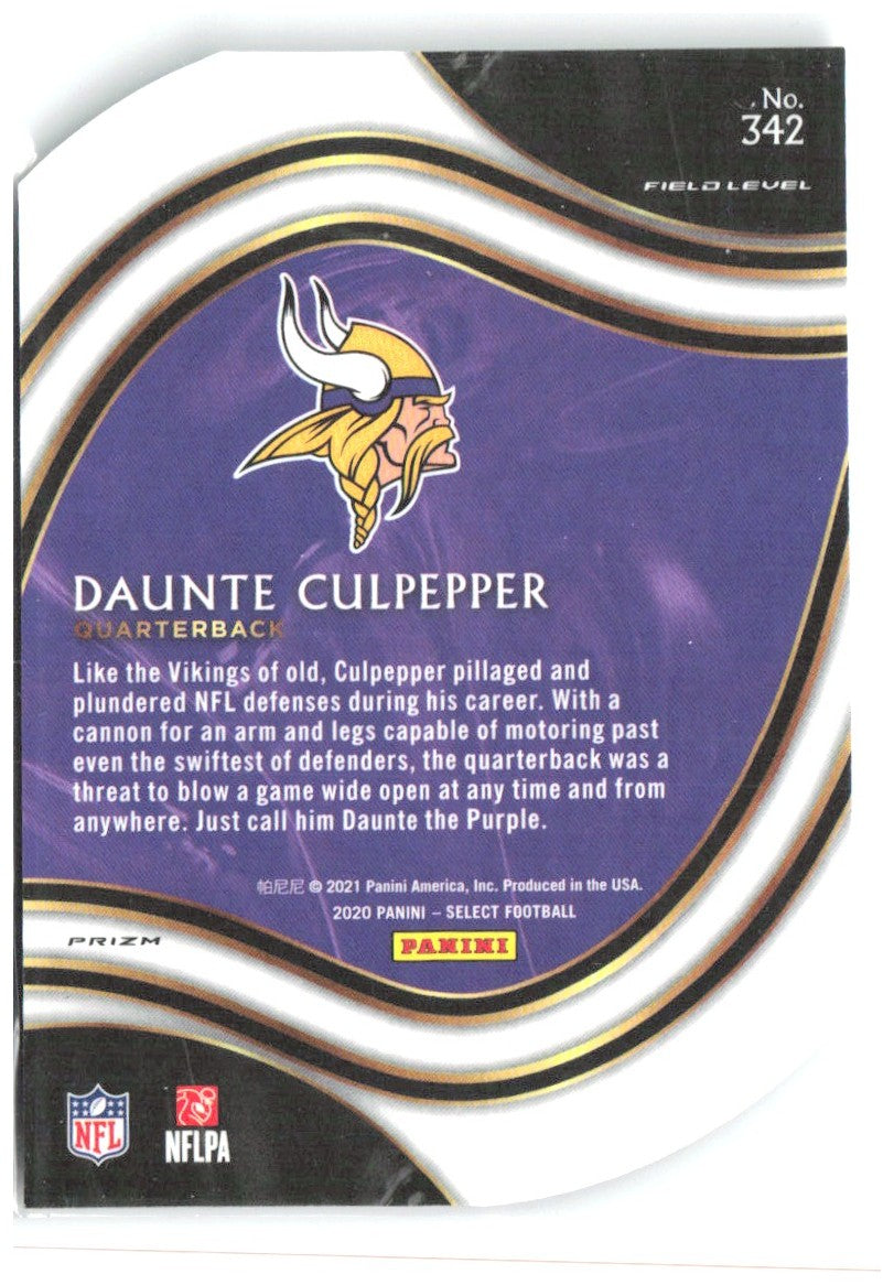 Daunte Culpepper Panini Select - Purple Prizm Die Cut 342 2020 Minnesota Vikings