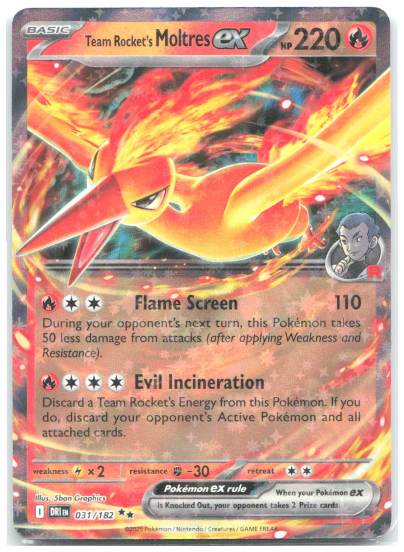 Team Rocket's Moltres ex Double Rare Destined Rivals 031/182 NM 5ban Graphics