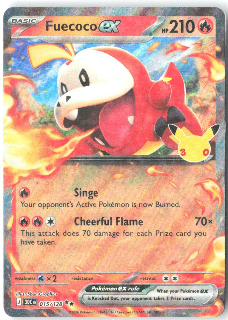 Fuecoco ex Holo Double Rare ME 30th Celebration 015/128 NM 5ban Graphics