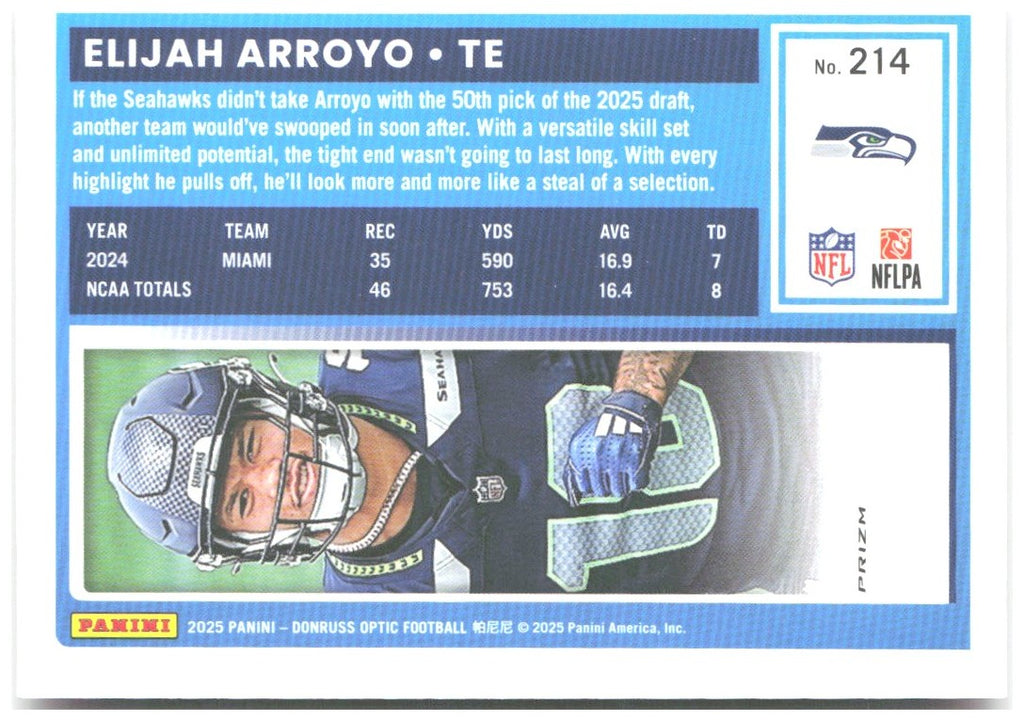 Elijah Arroyo Donruss Optic - Pink 214 2025 Seattle Seahawks