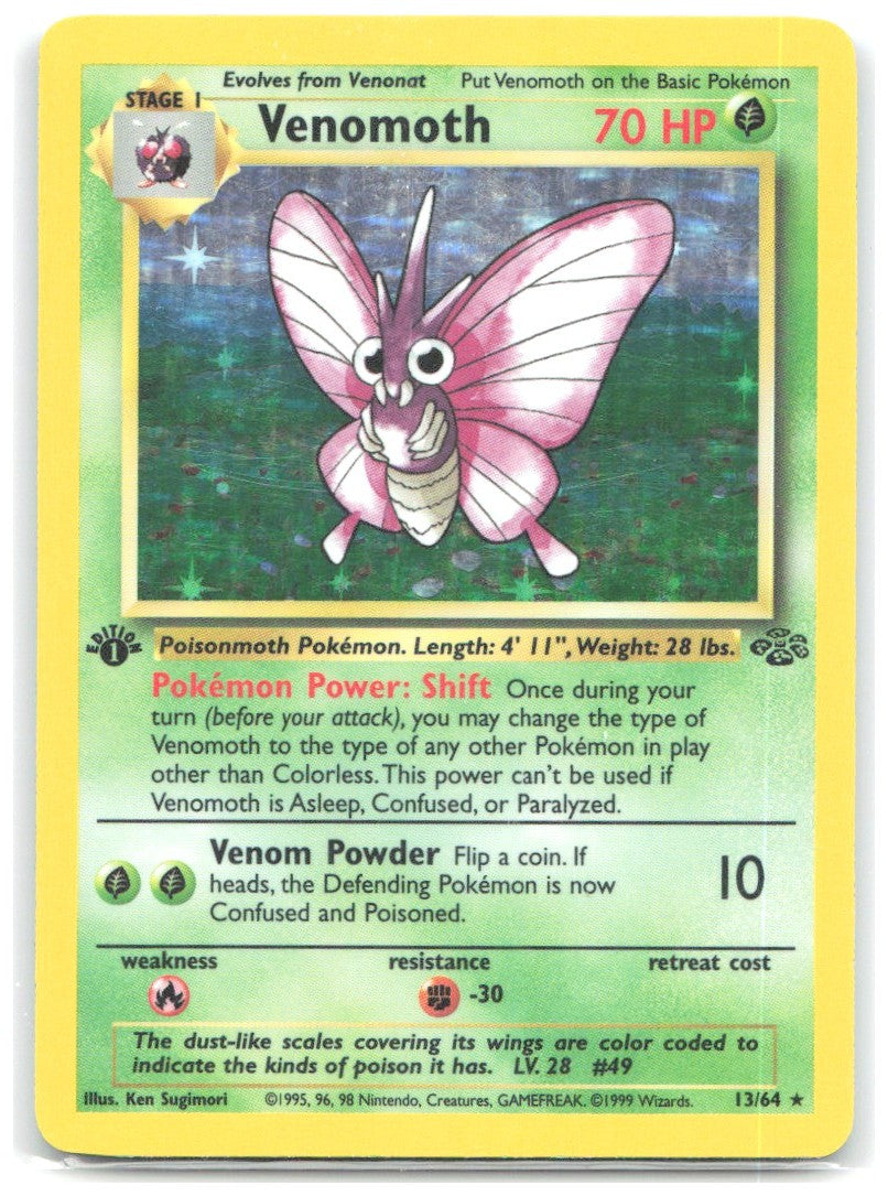 Venomoth 13 1st Edition Holo Rare Jungle 13/64 NM Ken Sugimori