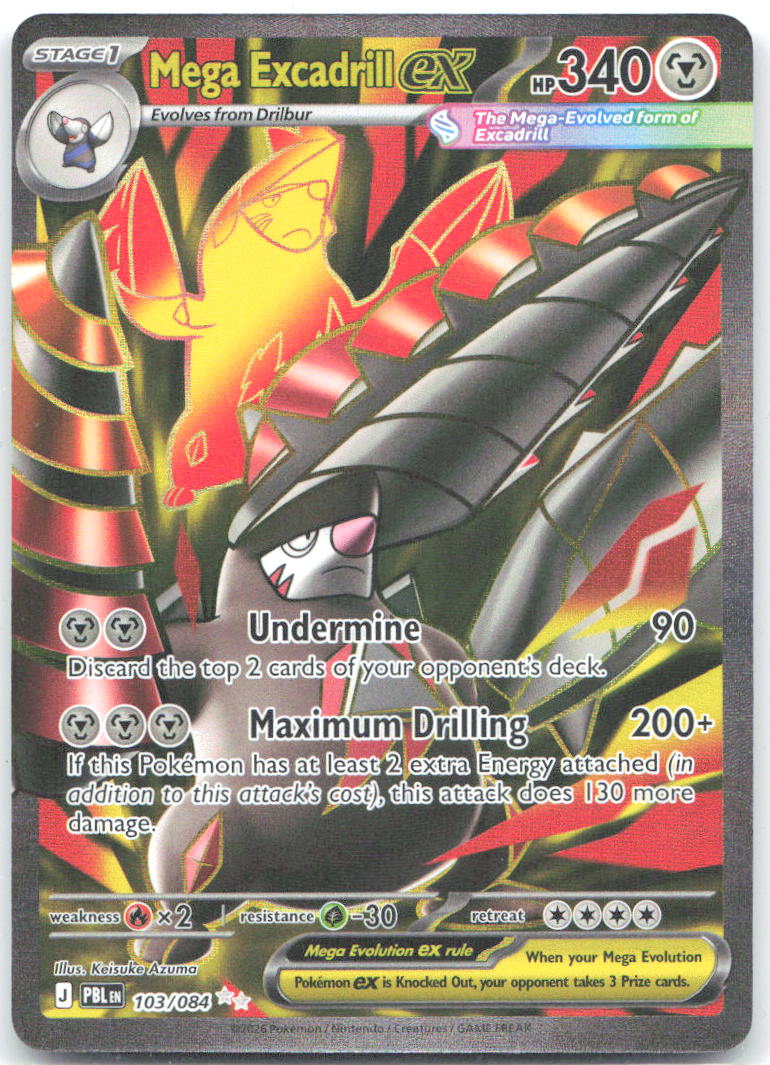 Mega Excadrill ex Ultra Rare ME05: Pitch Black 103/084 NM Keisuke Azuma