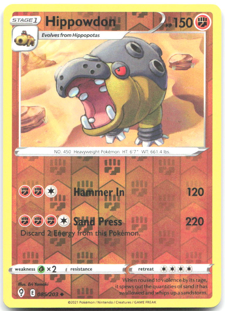 Hippowdon Reverse Holo Uncommon SWSH07 Evolving Skies 085/203 NM Eri Yamaki