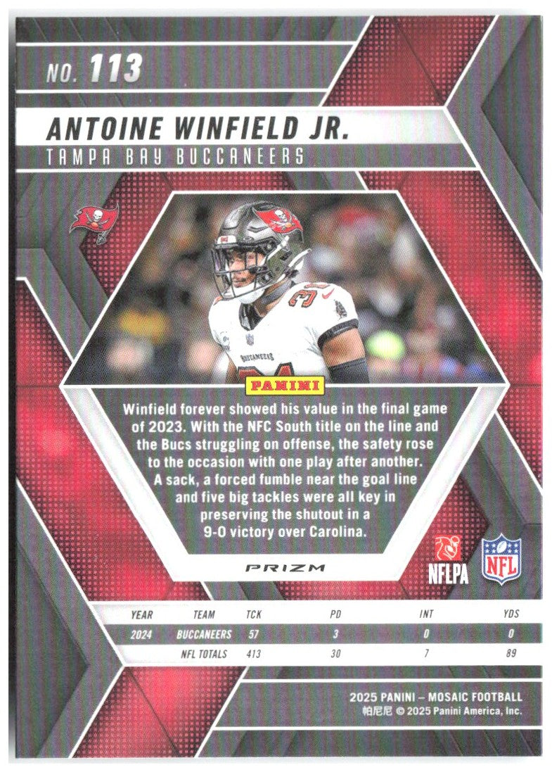 Antoine Winfield Jr. Panini Mosaic - Silver 113 2025 Tampa Bay Buccaneers