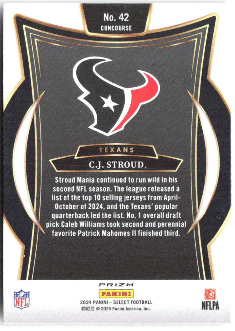 C.J. Stroud Panini Select - Red & Yellow Prizm Shock 42 2024 Houston Texans
