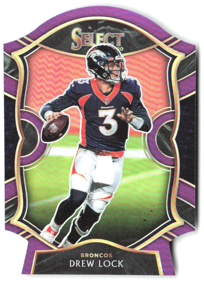 Drew Lock Panini Select - Purple Prizm Die Cut 27 2020 Denver Broncos