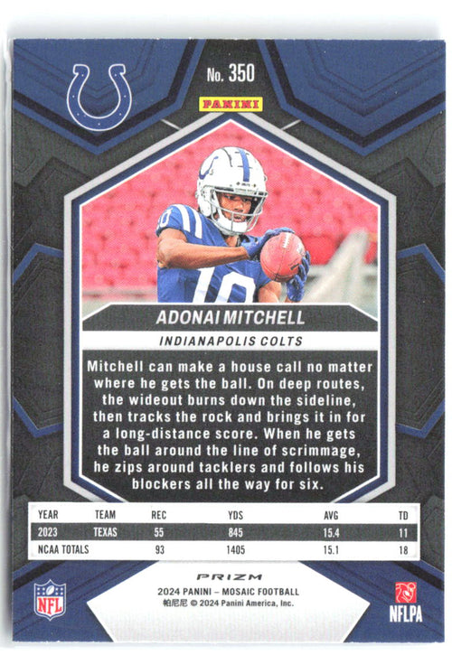 Adonai Mitchell Panini Mosaic - Mosaic Reactive Blue 350 2024 Indianapolis Colts
