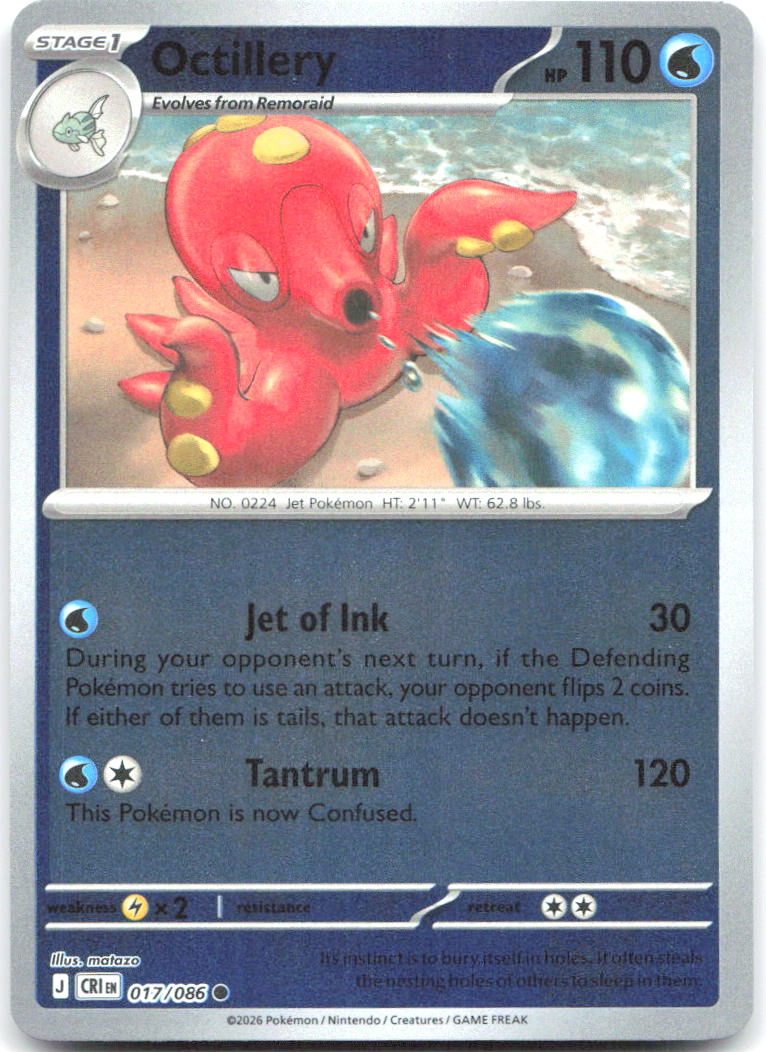 Octillery Reverse Holo Common ME04 Chaos Rising 017/086 NM matazo