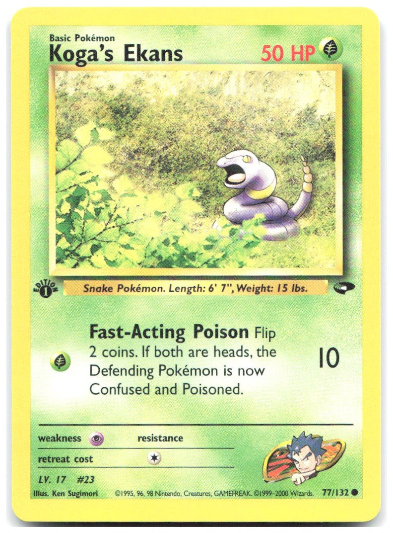 Koga's Ekans 1st Edition Common Gym Challenge 077/132 NM Ken Sugimori