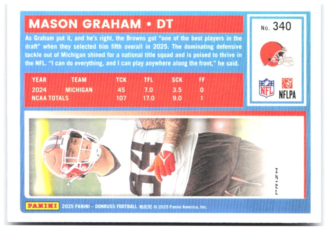 Mason Graham Donruss - Optic Rated Rookies Blue Scope 340 2025 Cleveland Browns