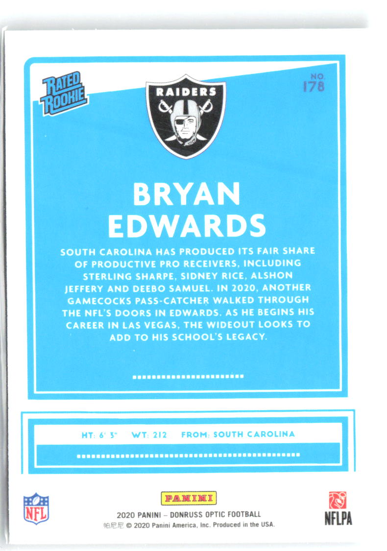 Bryan Edwards Donruss Optic - Holo 178 2020 Las Vegas Raiders