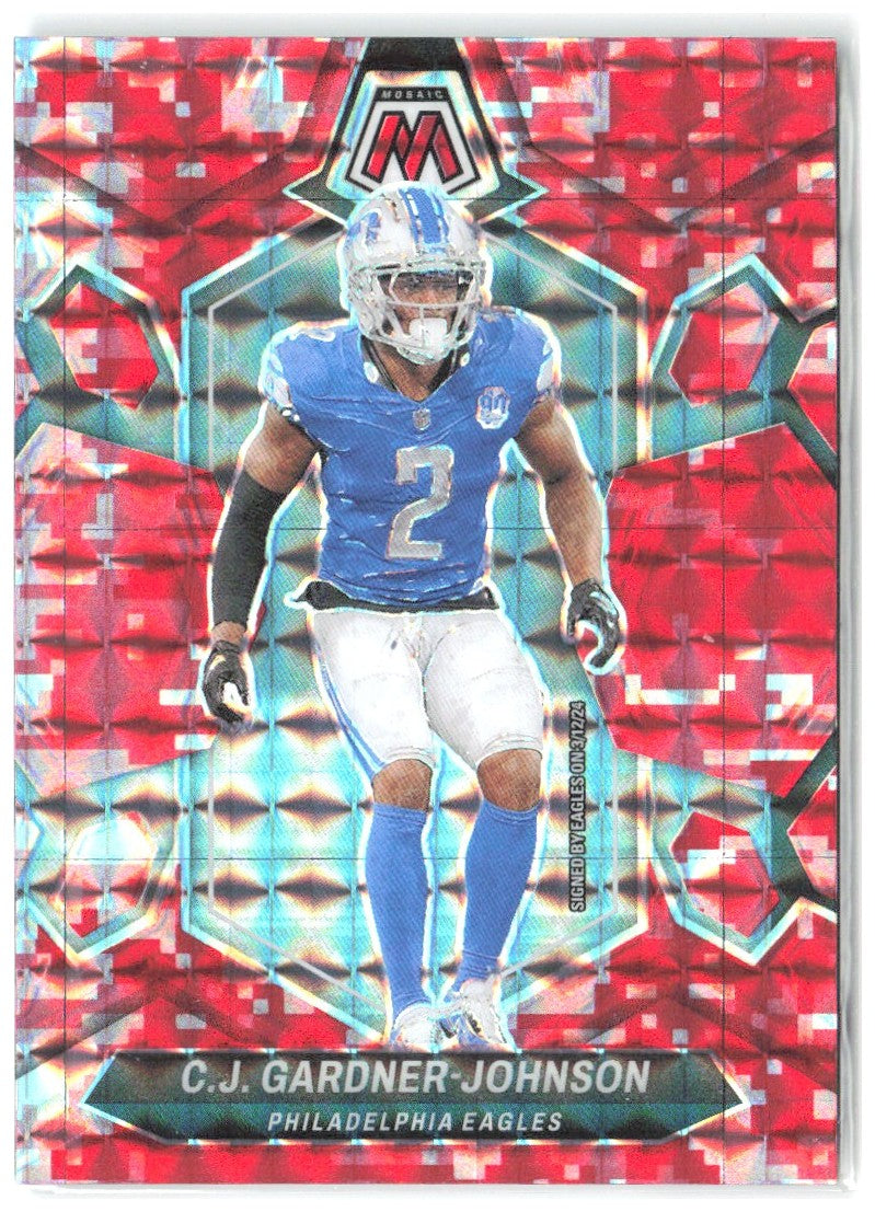 C.J. Gardner-Johnson Panini Mosaic Mosaic Camo Red 181 2024 Philadelphia Eagles