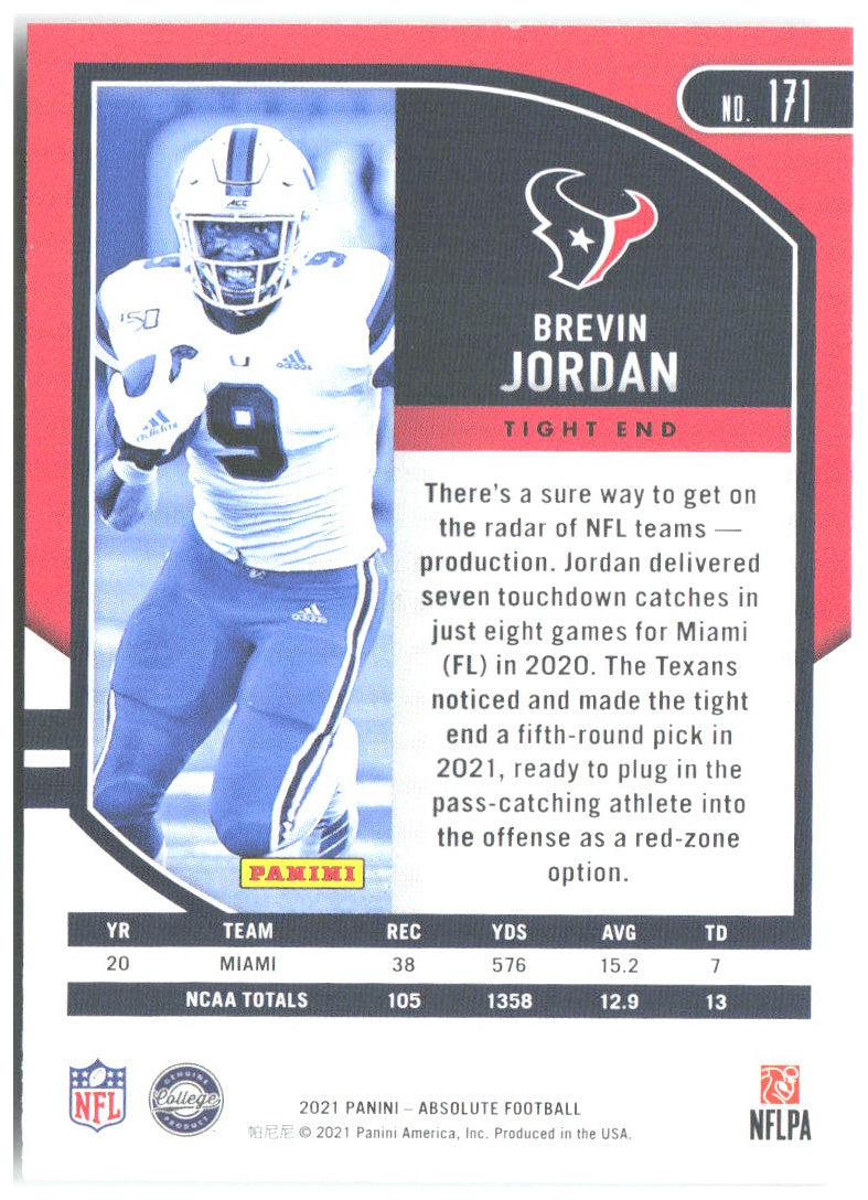 Brevin Jordan Panini Absolute - Retail 171 2021 Houston Texans RC
