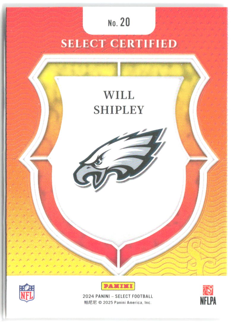 Will Shipley Panini Select Select Certified Rookies 20 2024 Philadelphia Eagles