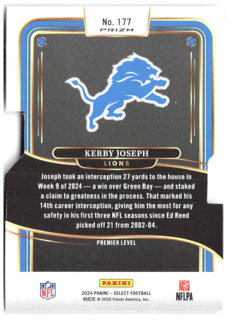 Kerby Joseph Panini Select - Silver Prizm Die Cut 177 2024 Detroit Lions