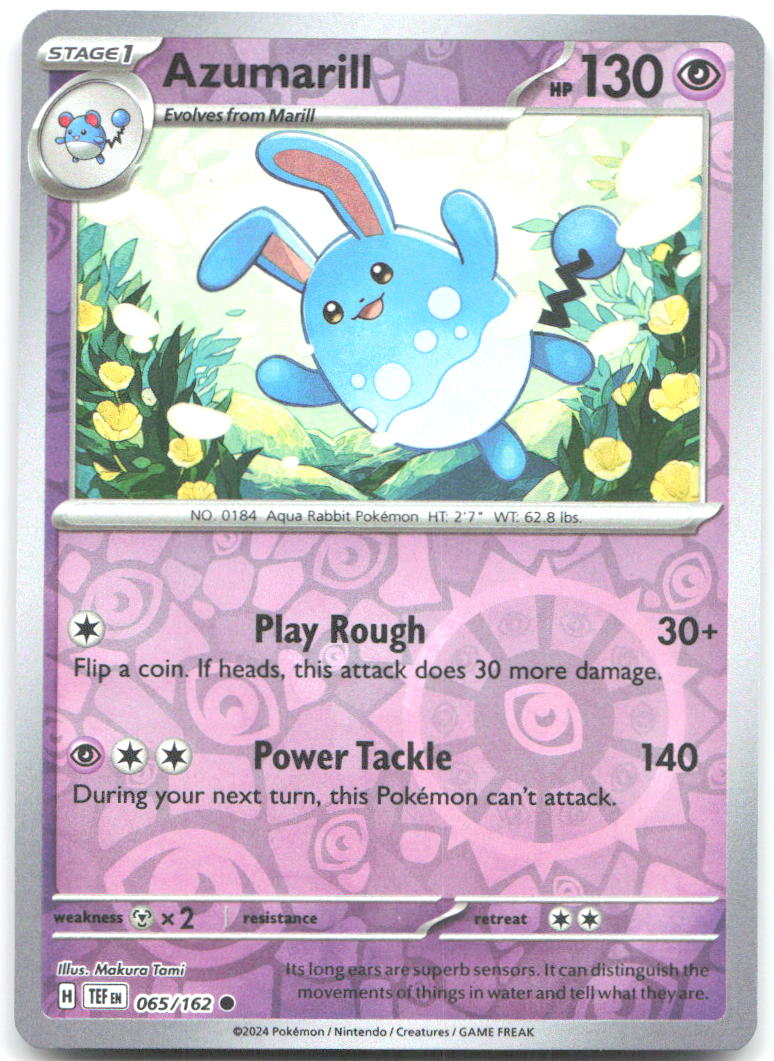 Azumarill Reverse Holo Common SV05: Temporal Forces 065/162 NM Makura Tami