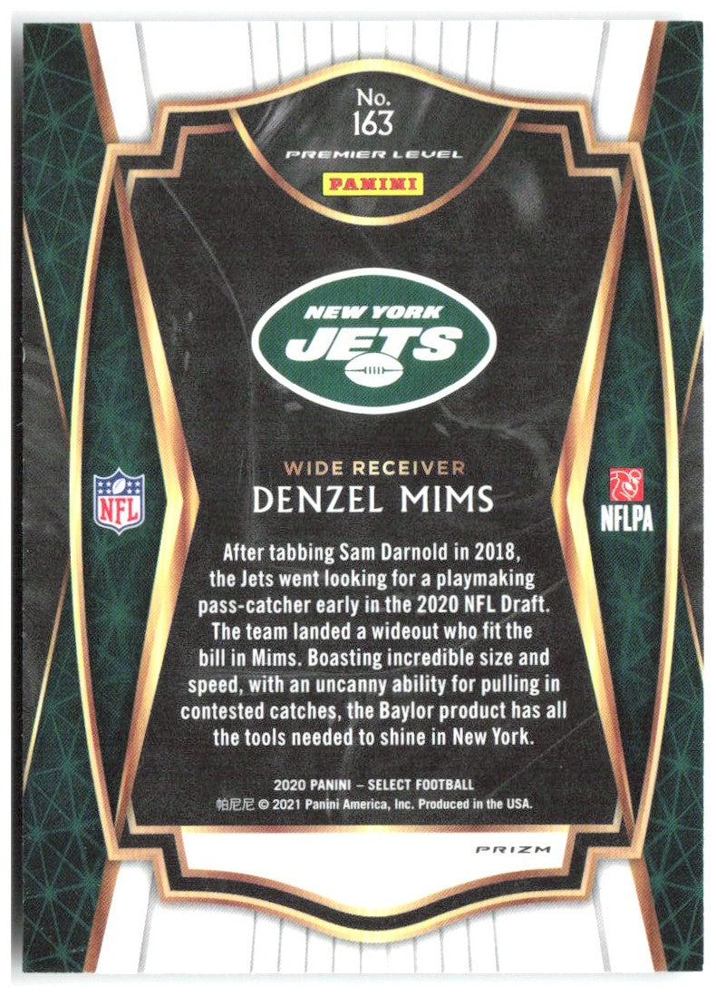 Denzel Mims Panini Select - Silver Prizm 163 2020 New York Jets